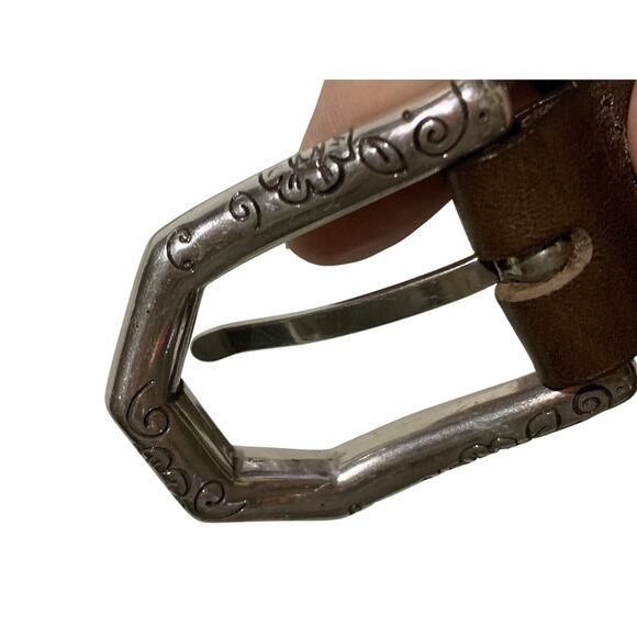BRIGHTON floral brown LEATHER dangle charms belt SIZE 34 L western boho main image 8